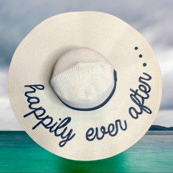 Happily Ever After....Straw Hat Honeymoon Hat - Picture 1 of 4